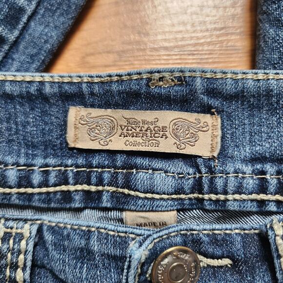 Nine West Vintage America Jeans Womens Size 8 Straight Leg Embroidered Mid Rise - Picture 9 of 12